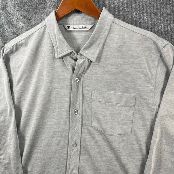 Travis Mathew Button Down OU Golf Shirt Men's Large Gray Long Sleeve Stretch - Picture 2 of 12